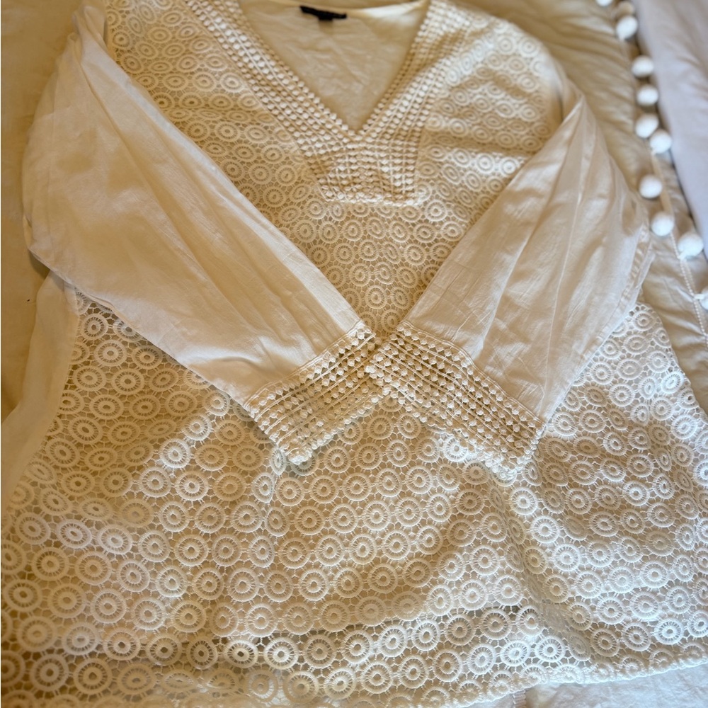 Chic Cream Lace Tunic Top